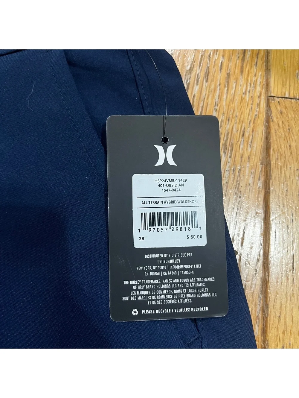 Hurley All Terrain Hybrid Walkshorts - Men's Size 28 Navy Blue